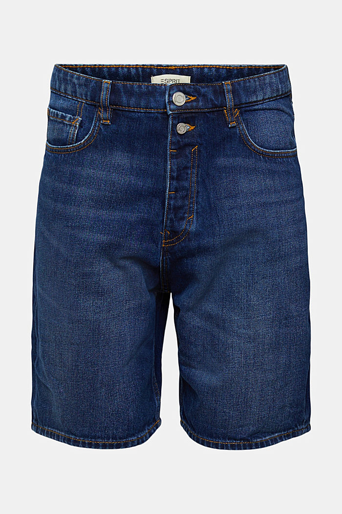 Loose fit sustainable denim shorts, BLUE DARK WASHED, detail-asia image number 7