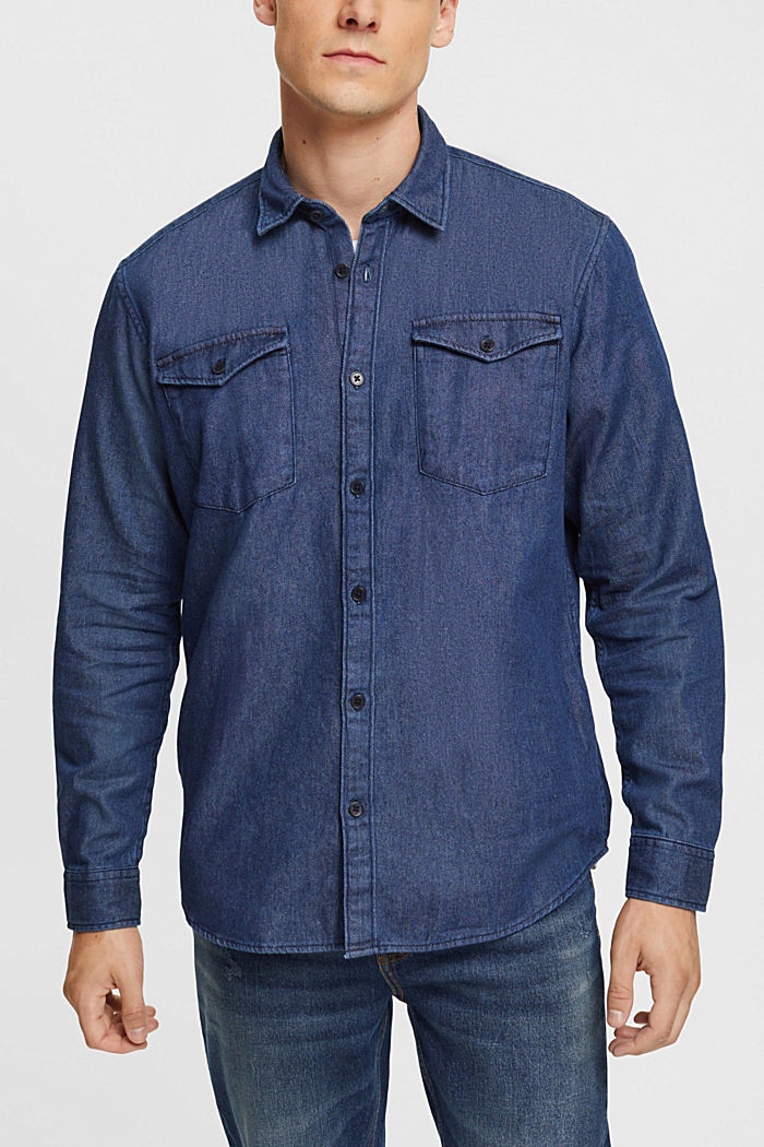 Denim shirt, BLUE DARK WASHED, detail-asia image number 0