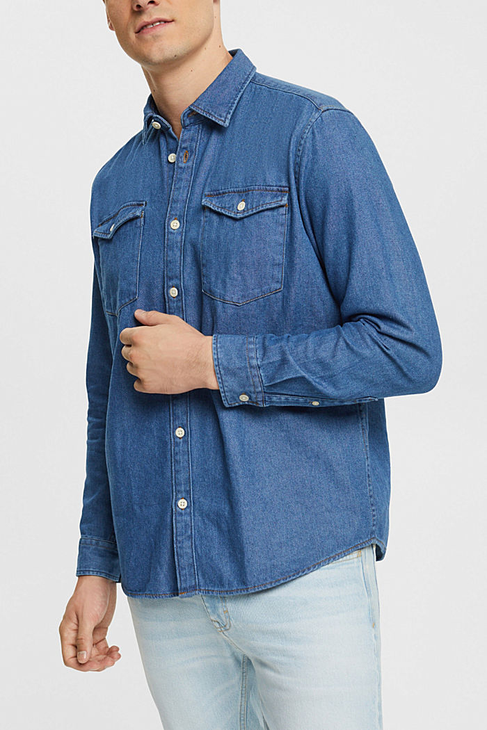 牛仔襯衫, BLUE MEDIUM WASHED, detail-asia image number 0