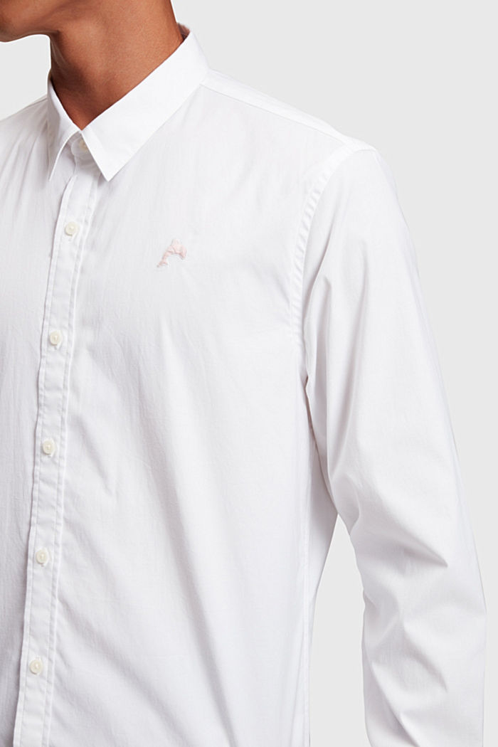 Slim fit dolphin badge poplin shirt, WHITE, detail-asia image number 3