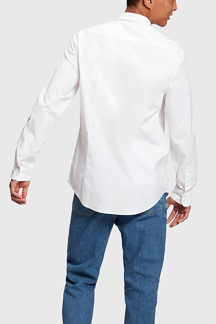 Slim fit dolphin badge poplin shirt, WHITE, detail-asia image number 1