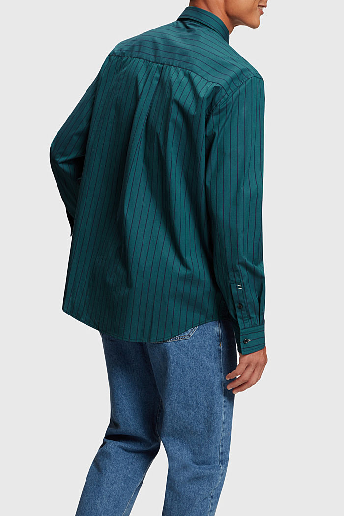 Relaxed fit striped poplin shirt, TEAL BLUE, detail-asia image number 1