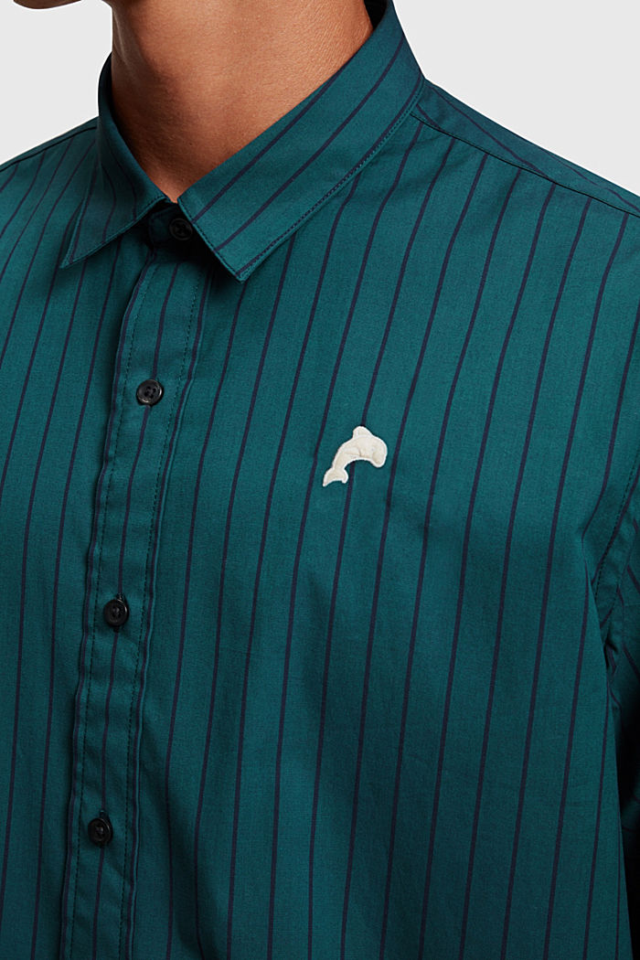 Relaxed fit striped poplin shirt, TEAL BLUE, detail-asia image number 2