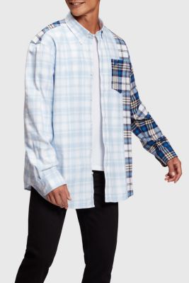 Mixed check patchwork flannel shirt