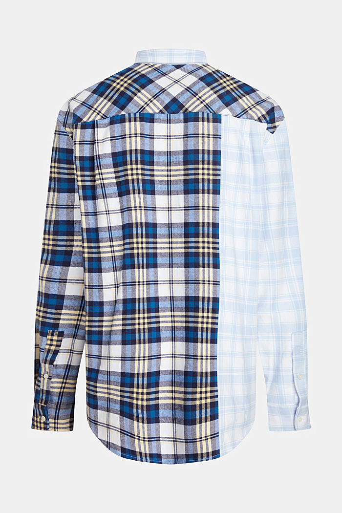 Mixed check patchwork flannel shirt, BLUE, detail-asia image number 5