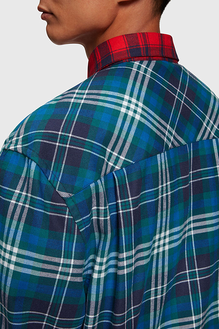 Mixed check patchwork flannel shirt, RED, detail-asia image number 3