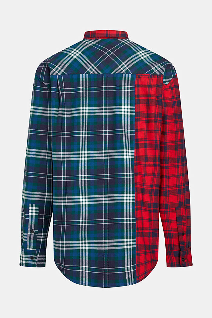 Mixed check patchwork flannel shirt, RED, detail-asia image number 5
