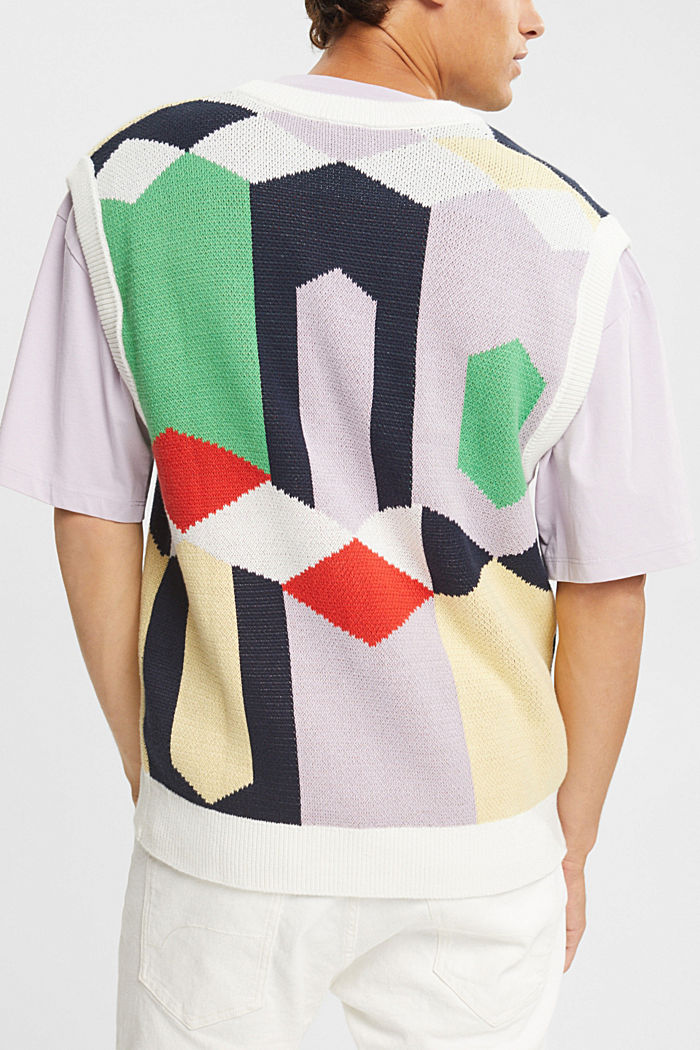 Sleeveless jumper with colourful pattern, OFF WHITE, detail-asia image number 1