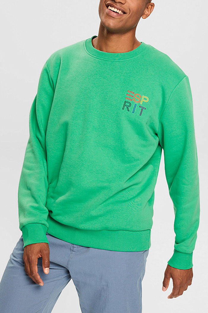 Sweatshirt with a colourful embroidered logo, GREEN, detail-asia image number 0