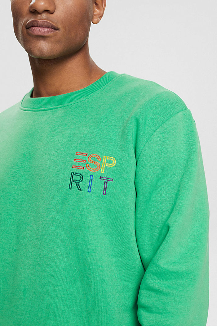 Sweatshirt with a colourful embroidered logo, GREEN, detail-asia image number 3