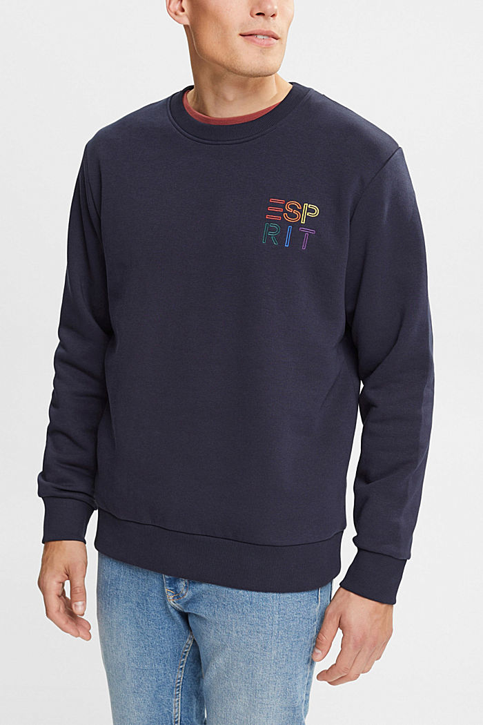 Sweatshirt with a colourful embroidered logo, NAVY, detail-asia image number 0