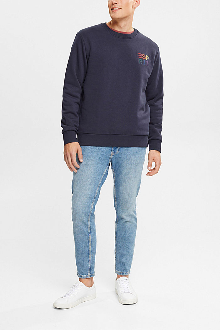 Sweatshirt with a colourful embroidered logo, NAVY, detail-asia image number 2