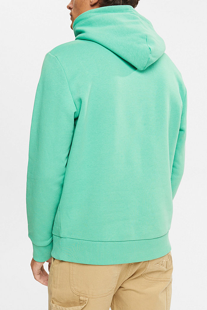 Made of recycled material: hoodie with logo embroidery, GREEN, detail-asia image number 1