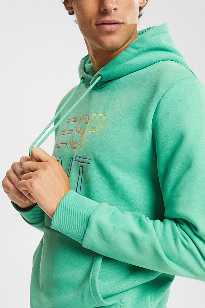 Made of recycled material: hoodie with logo embroidery, GREEN, detail-asia image number 4