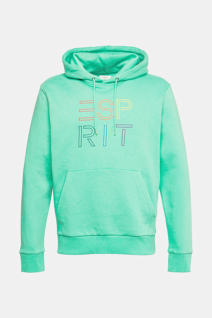 Made of recycled material: hoodie with logo embroidery, GREEN, detail-asia image number 6