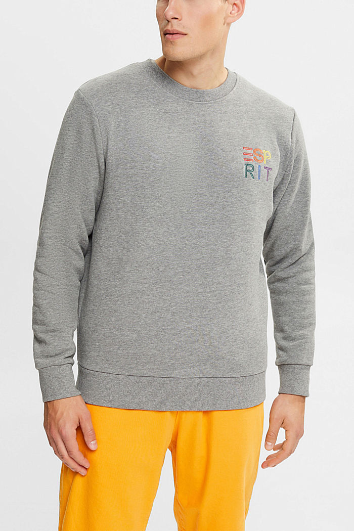 Sweatshirt with a colourful embroidered logo, MEDIUM GREY, detail-asia image number 0