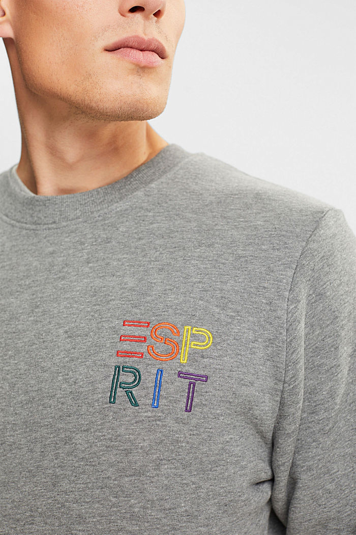 Sweatshirt with a colourful embroidered logo, MEDIUM GREY, detail-asia image number 4