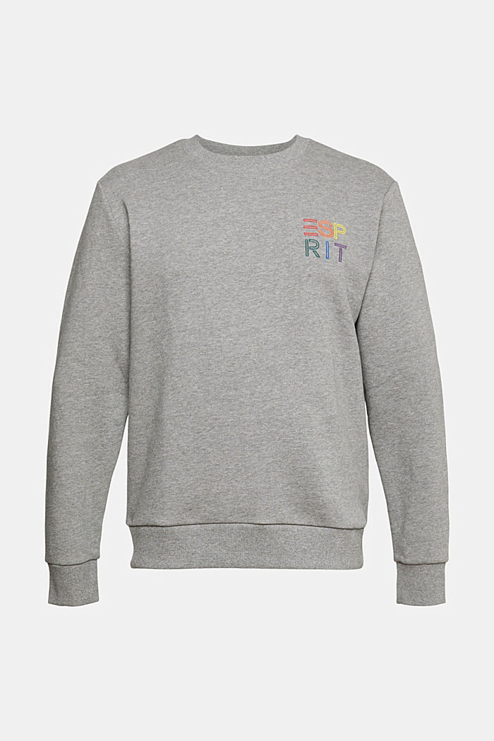 Sweatshirt with a colourful embroidered logo, MEDIUM GREY, detail-asia image number 6