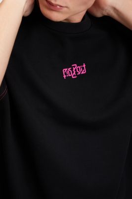 릴랙스 핏 네온 프린트 스웨트 셔츠, BLACK, detail-asia image number 3