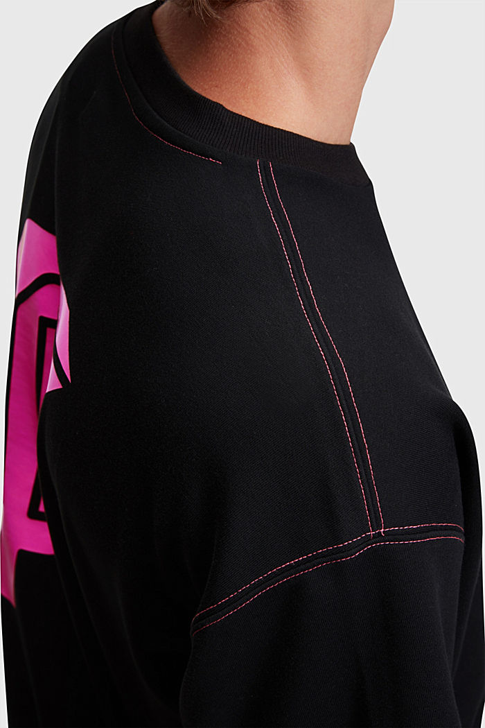 릴랙스 핏 네온 프린트 스웨트 셔츠, BLACK, detail-asia image number 2