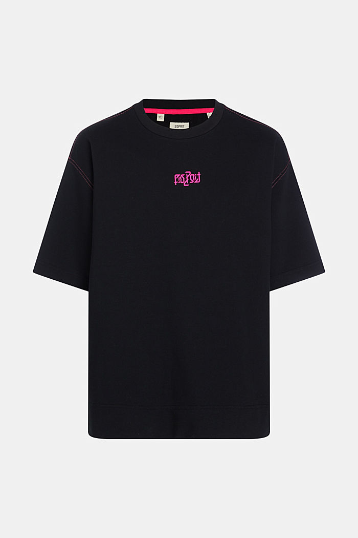 릴랙스 핏 네온 프린트 스웨트 셔츠, BLACK, detail-asia image number 5