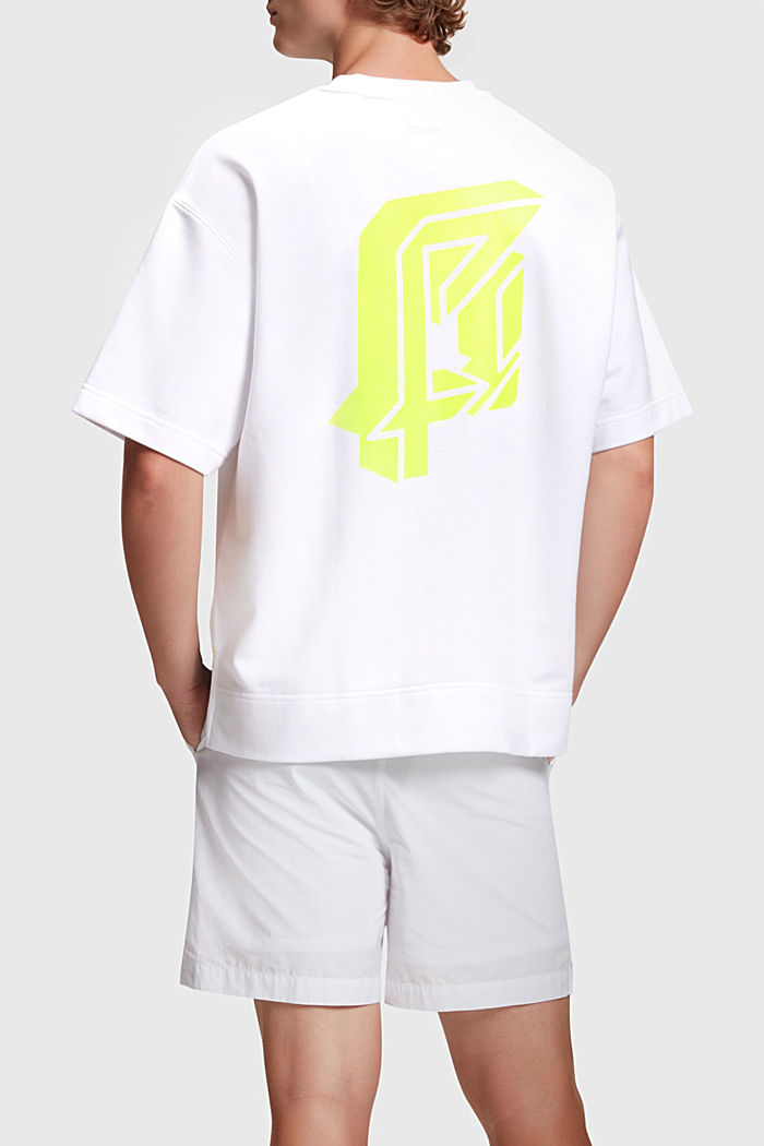 릴랙스 핏 네온 프린트 스웨트 셔츠, WHITE, detail-asia image number 1