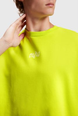 릴랙스 핏 네온 프린트 스웨트 셔츠, LIME YELLOW, detail-asia image number 2