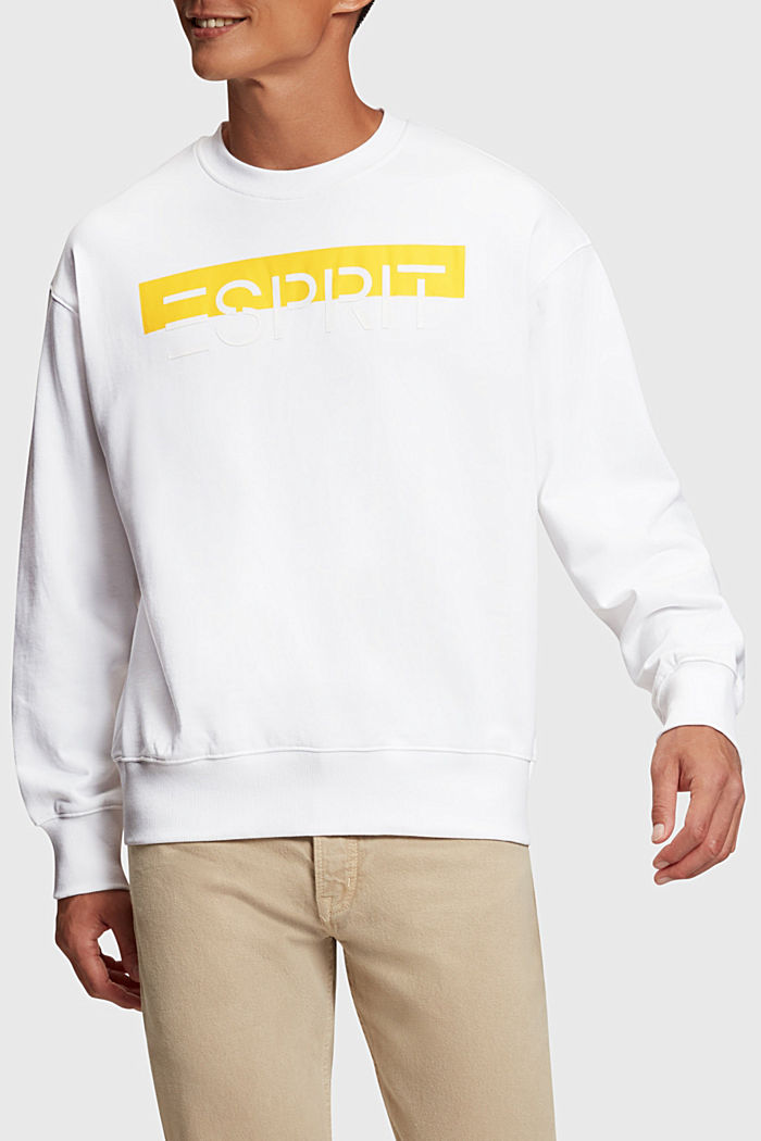 Matte shine logo applique sweatshirt, WHITE, detail-asia image number 0