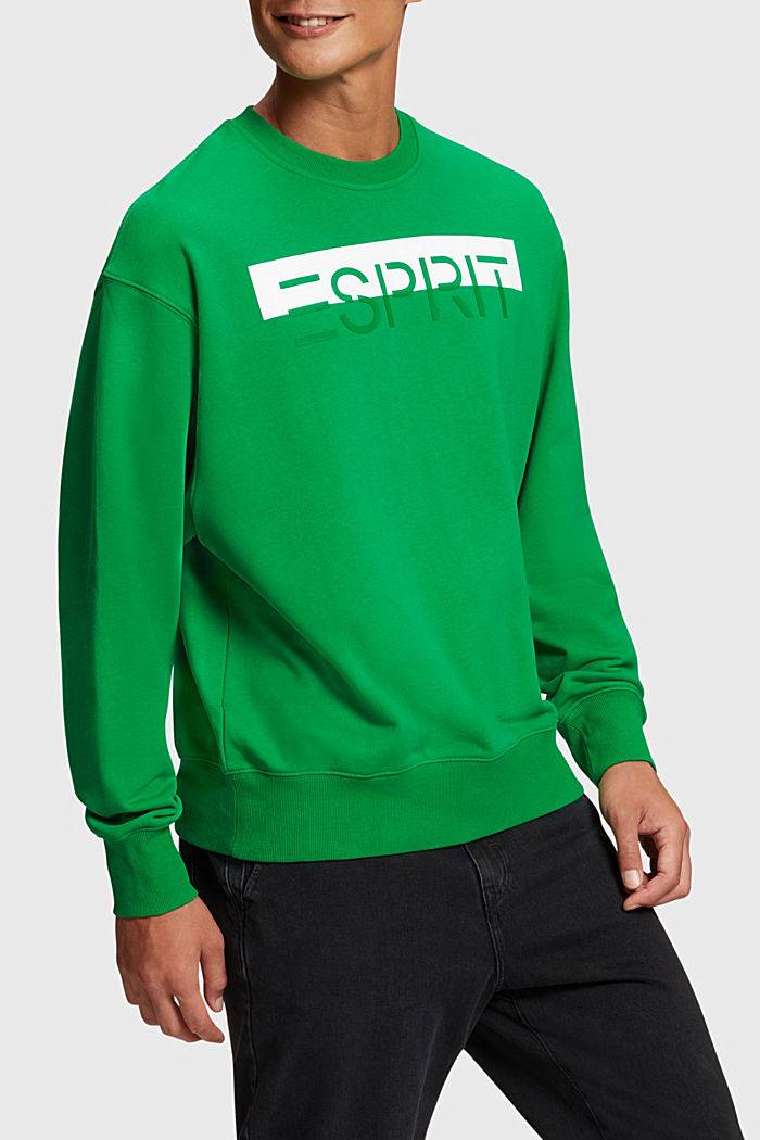 Matte shine logo applique sweatshirt, GREEN, detail-asia image number 0