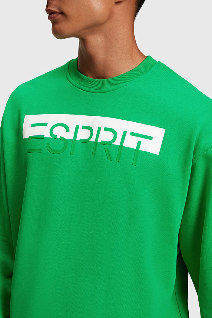 Matte shine logo applique sweatshirt, GREEN, detail-asia image number 3