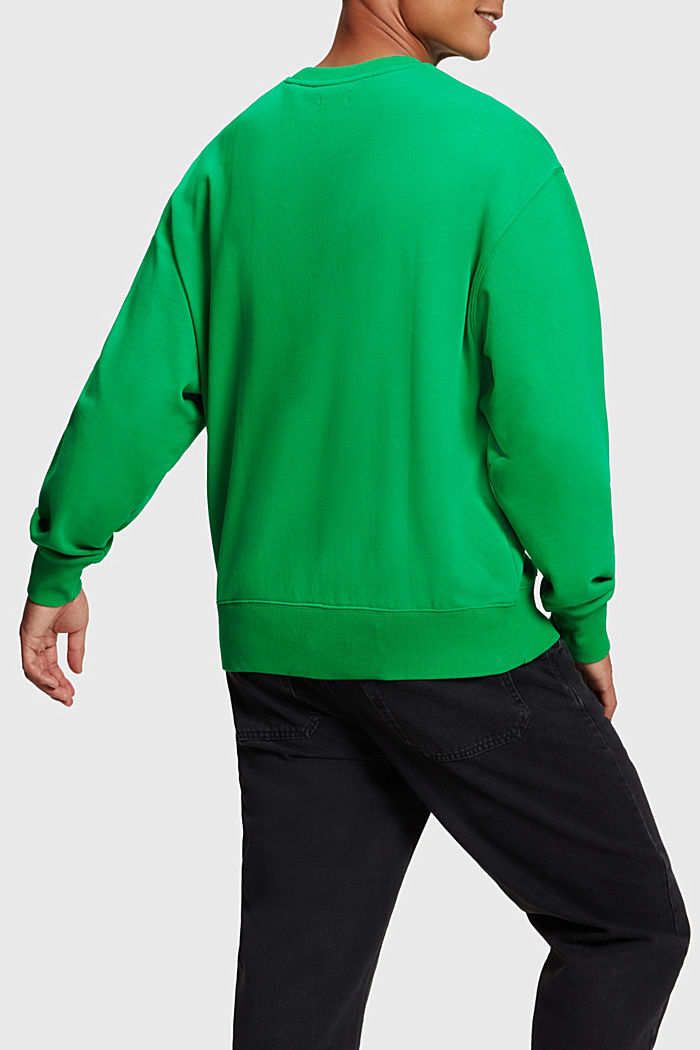 Matte shine logo applique sweatshirt, GREEN, detail-asia image number 1