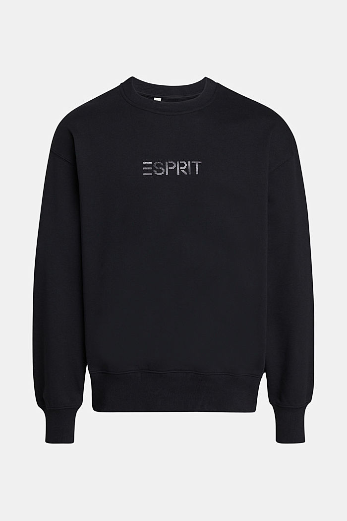 Stud logo applique sweatshirt, BLACK, detail-asia image number 4