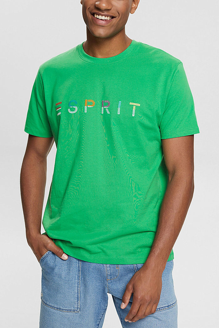 Jersey T-shirt with an embroidered logo, GREEN, detail-asia image number 0