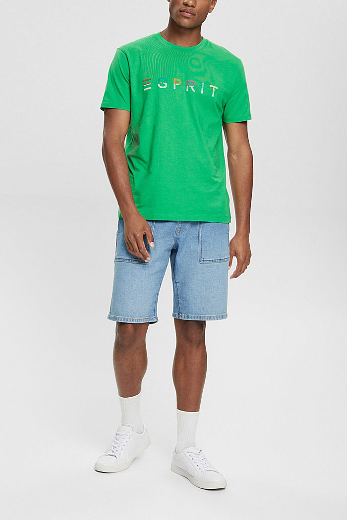 Jersey T-shirt with an embroidered logo, GREEN, detail-asia image number 2