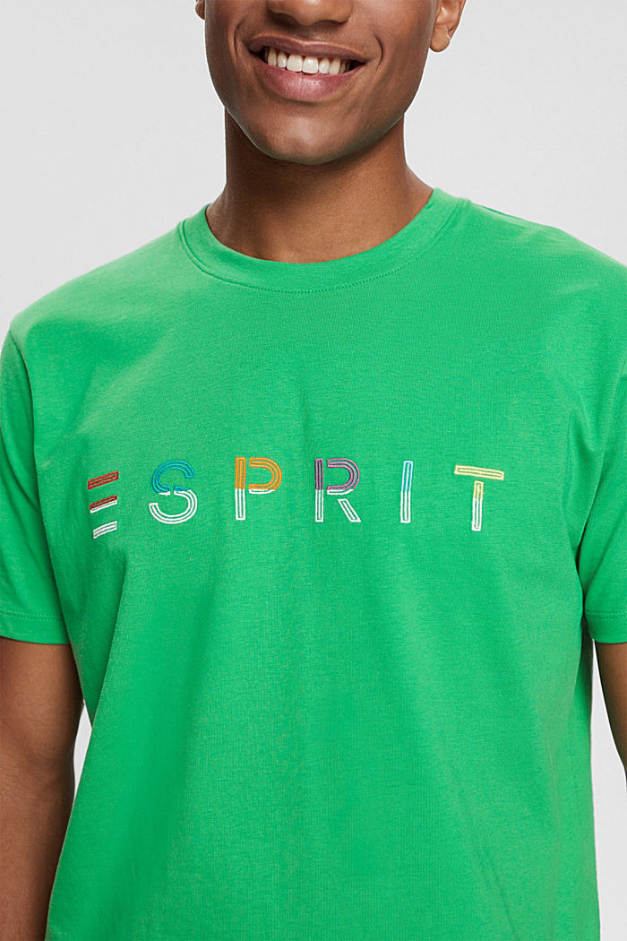 Jersey T-shirt with an embroidered logo, GREEN, detail-asia image number 3