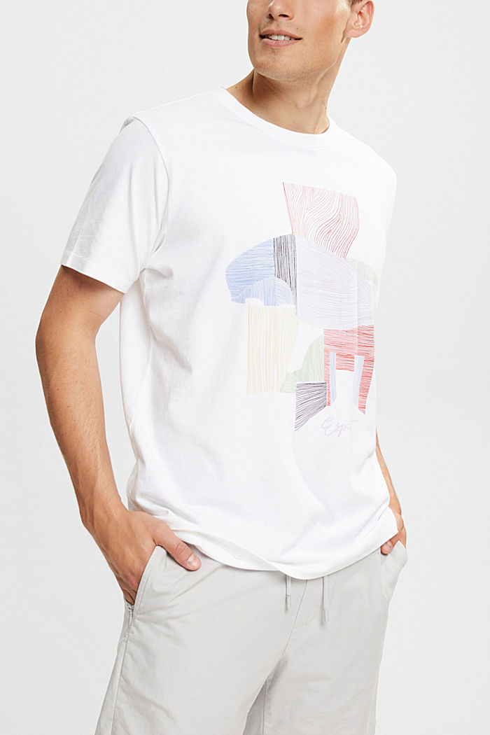 Jersey T-shirt with a front print, WHITE, detail-asia image number 0