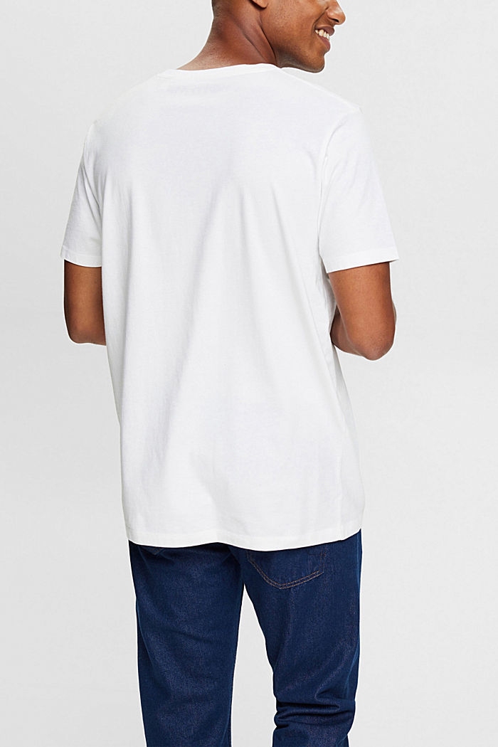 지속 가능한 지오메트릭 프린트 코튼 티셔츠, WHITE, detail-asia image number 1