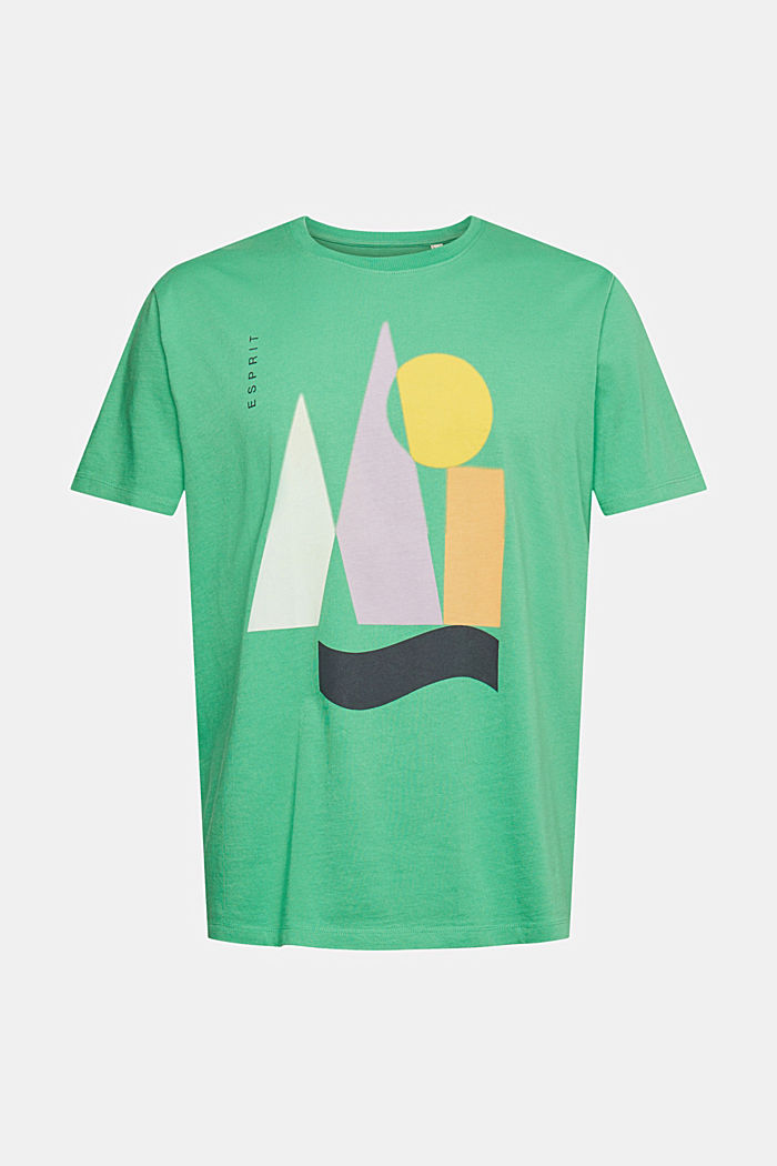 可持續幾何印花棉質 T 恤, GREEN, detail-asia image number 4