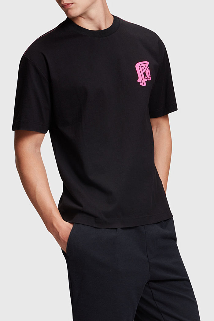 Relaxed Fit Neon Print Tee, BLACK, detail-asia image number 0