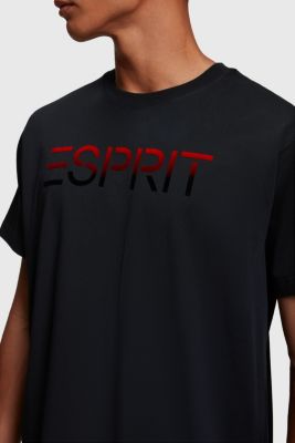 Chest flocked logo applique t-shirt, BLACK, detail-asia image number 2