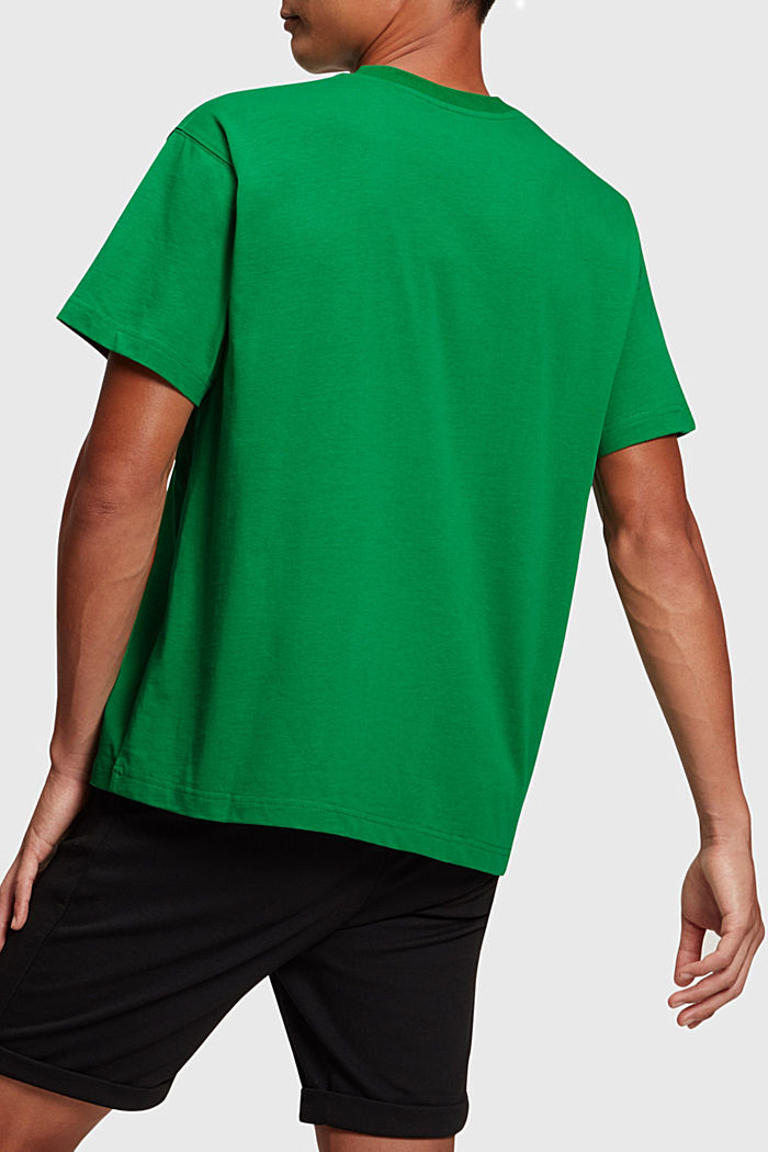 Chest flocked logo applique t-shirt, GREEN, detail-asia image number 1