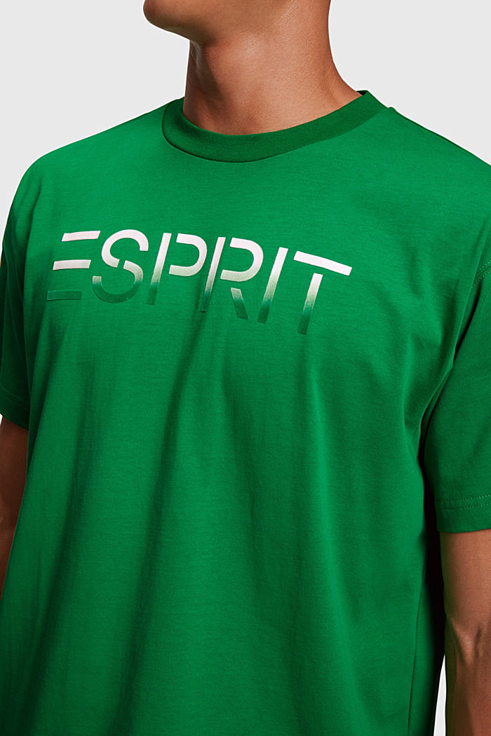 Chest flocked logo applique t-shirt, GREEN, detail-asia image number 2