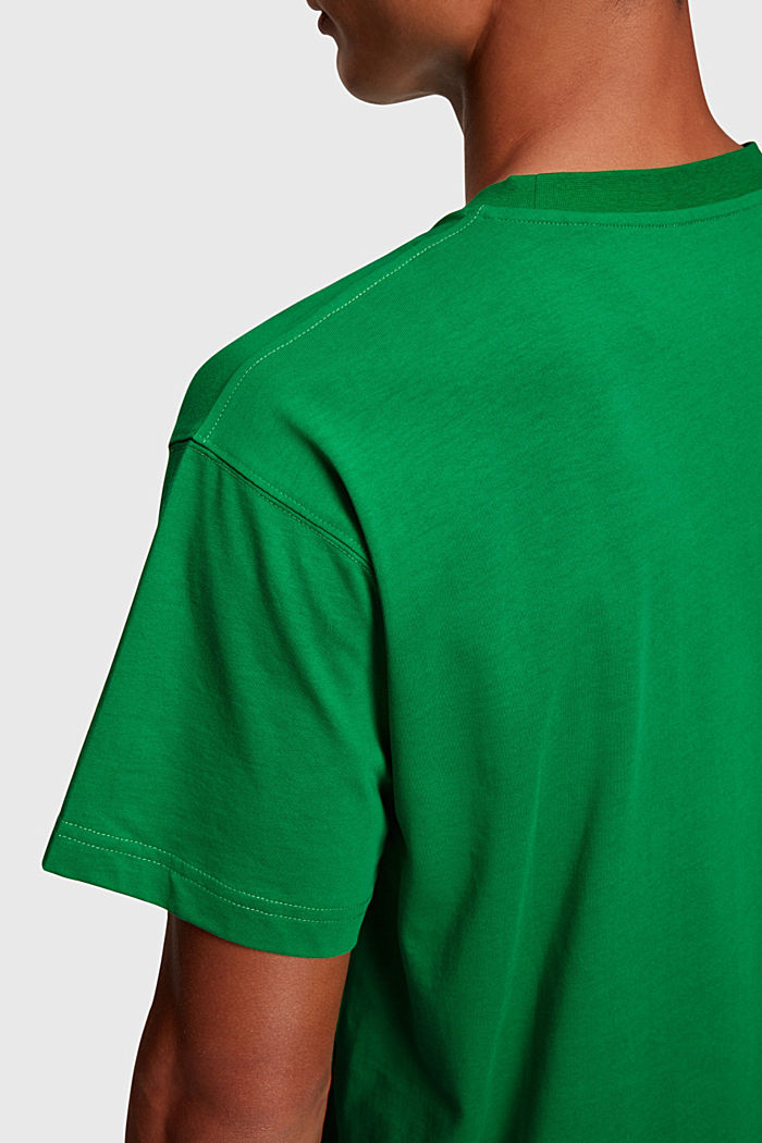 Chest flocked logo applique t-shirt, GREEN, detail-asia image number 3
