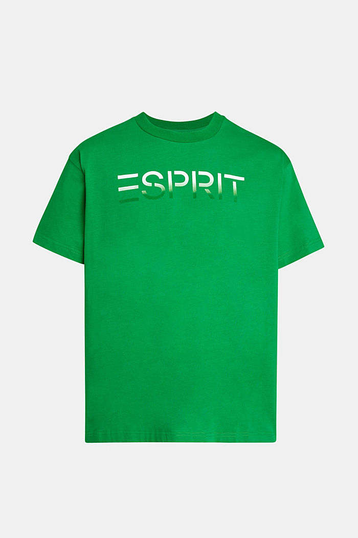 Chest flocked logo applique t-shirt, GREEN, detail-asia image number 4