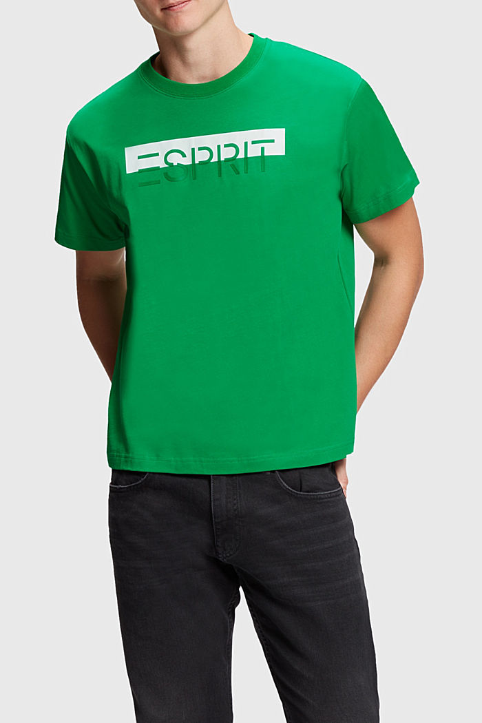 매트 샤인 로고 아플리케 티셔츠, GREEN, detail-asia image number 0