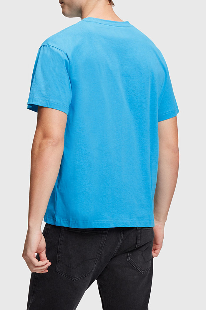 Matte shine logo applique t-shirt, TURQUOISE, detail-asia image number 1