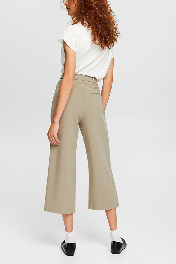 Culottes with a high waistband, PALE KHAKI, detail-asia image number 1