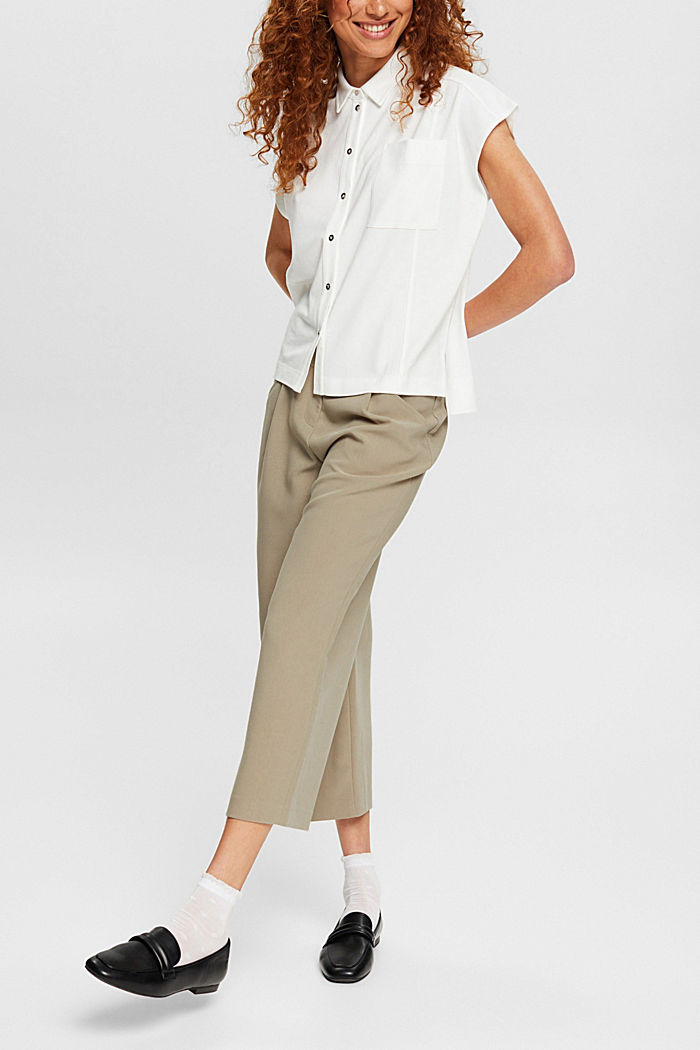 High-rise culottes with waist pleats, PALE KHAKI, detail-asia image number 2