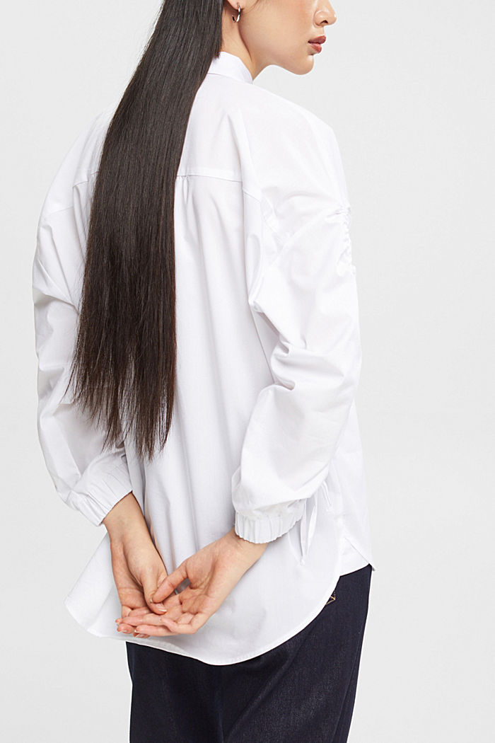 縮褶袖女裝恤衫, WHITE, detail-asia image number 1