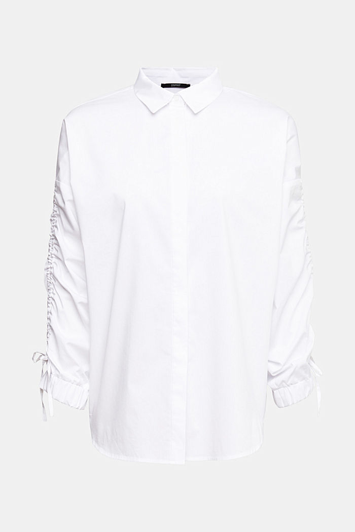 縮褶袖女裝襯衫, WHITE, detail-asia image number 5